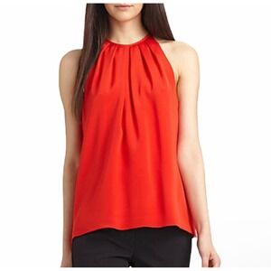 Theory Milka Red Silk Halter Tank Top Small Business Casual Office Careerwear‎